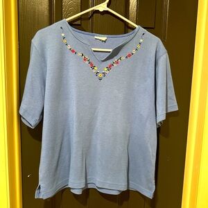 Vintage, Embroidered Blue Women's Top